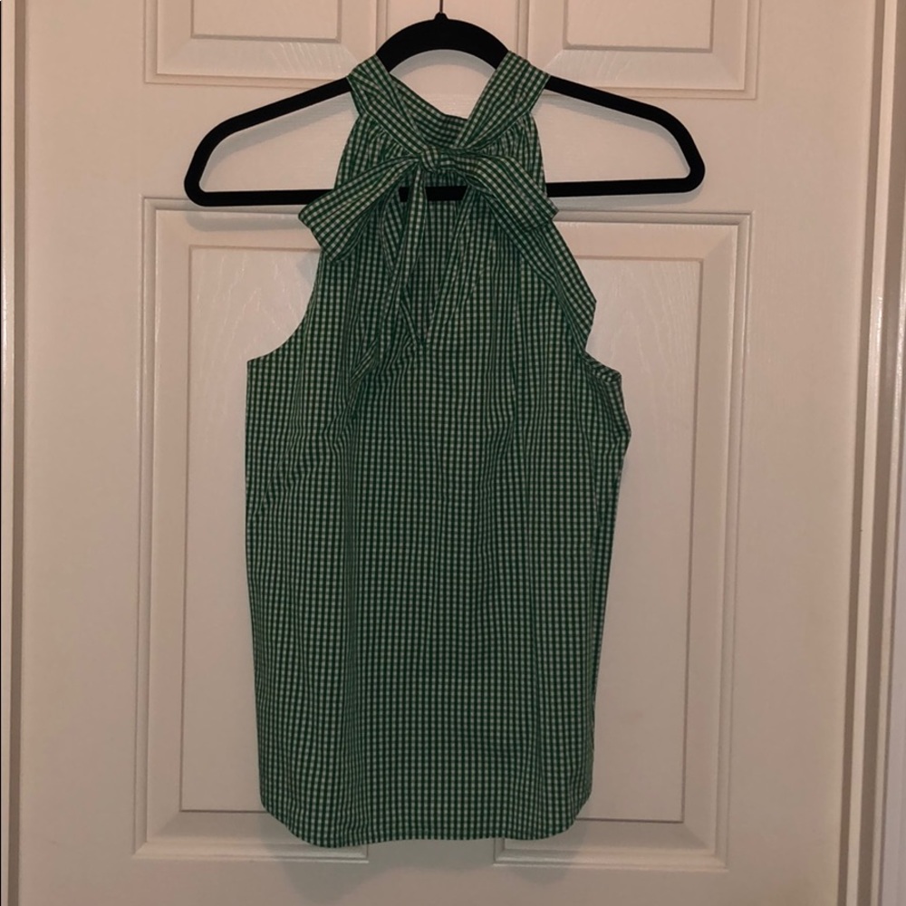 J. Crew Gingham Top w/back tie